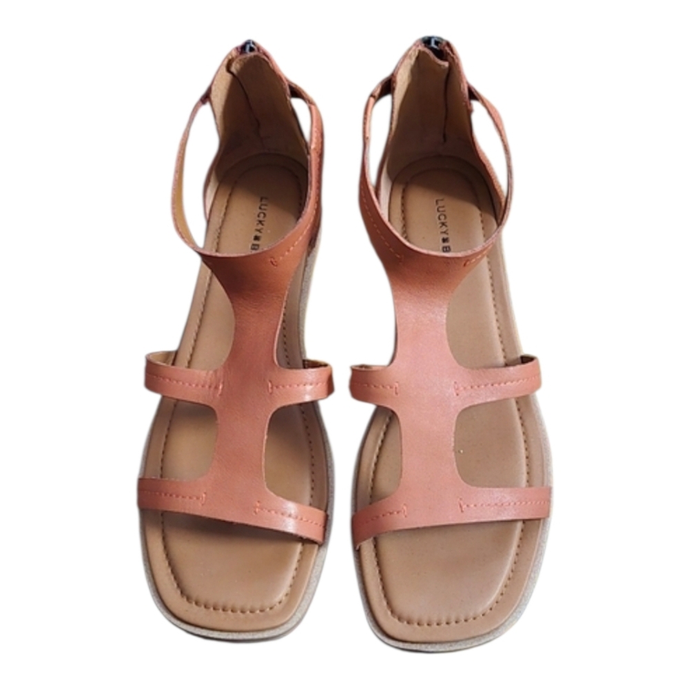 Lucky Brand Women's Nayda Caged Sandal Flat Cognac Size 11 NWOB